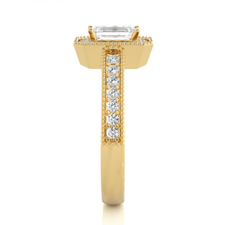 0.92 Carat Emerald Halo Moissanite Diamond  Engagement and Wedding Ring