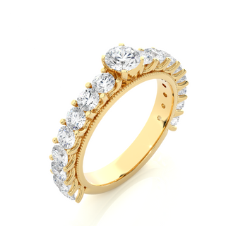 0.88 Carat Round Cut Moissanite Diamond  Engagement and Wedding Ring