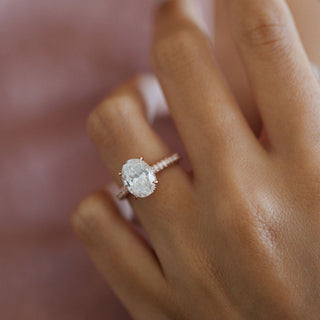 2.72 CT Oval Moissanite Diamond Three Stones Engagement Ring