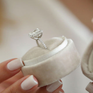 3.7 CT Cushion Moissanite Diamond Halo Engagement Ring